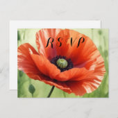 Red Poppy RSVP Postcard Einladungspostkarte (Vorne/Hinten)
