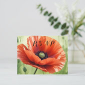 Red Poppy RSVP Postcard Einladungspostkarte (Stehend Vorderseite)
