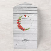 Red Poppy Rustic Country Wedding All In One Einladung (Außenbereich)