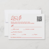 Red Poppy Sacan QR Code Wedding RSVP Karte (Vorderseite)