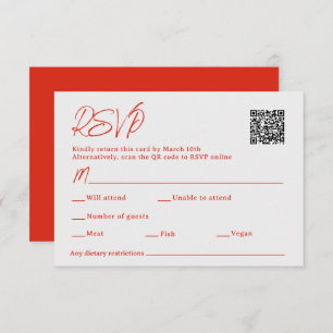 Red Poppy Sacan QR Code Wedding RSVP Karte