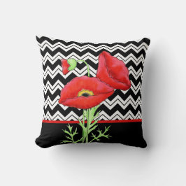 Red Poppy Schwarz-weiß Zigzag Zickzack dekorativ Kissen