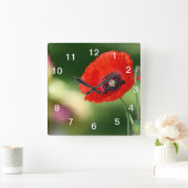 Red Poppy Seehandschuh Quadratische Wanduhr (Zuhause)