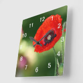 Red Poppy Seehandschuh Quadratische Wanduhr (Winkel)