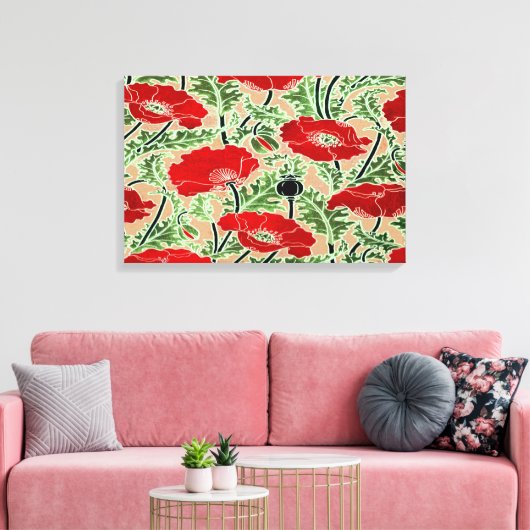 Red Poppy ~ Stretched Canvas Print Leinwanddruck (Insitu (Wohnzimmer))