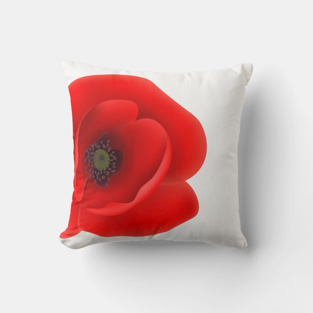 Red Poppy Throw Kissen (Vorderseite)