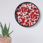 Red Poppy Wall Clock Uhr<br><div class="desc">Falling poppy flowers cascading in the breeze.</div>