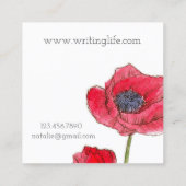 Red Poppy Watercolor Blume Quadratische Visitenkarte (Rückseite)