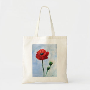 Red Poppy Watercolor Budget Tasche