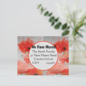 Red Poppy Watercolor Neue Postkartenadresse Postkarte (Stehend Vorderseite)