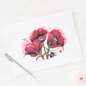 Red Poppy Watercolor Ovaler Aufkleber (Umschlag)