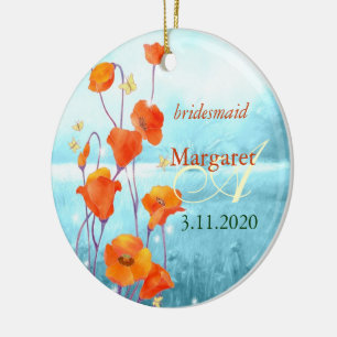 Red Poppy Wedding Bridesmaids Geschenk Keramikornament
