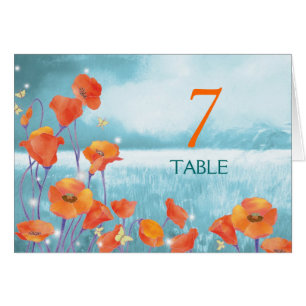 Red Poppy Wedding Zelt Tischnummern