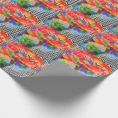 Red Poppy Zickzack Geschenkpapier (Ecke)