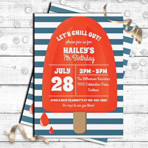 Red Popsicle Birthday Party Invitation Einladung