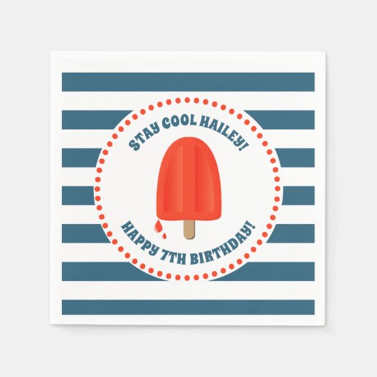 Red Popsicle Birthday Serviette (Vorderseite)