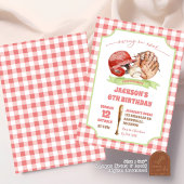 Red Preppy Baseball Swing on Over Birthday Einladung