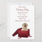 Red Present Puppy Christmas Party Invitations Einladung (Rückseite)