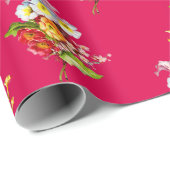 Red Primrose Bouquet Vintag Spring Blumenmuster Geschenkpapier (Rolleneckpunkt)