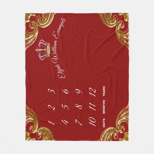 Red Prince Milestone Baby Boy Blanket Fleecedecke (Vorderseite)