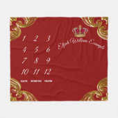 Red Prince Milestone Baby Boy Blanket Fleecedecke (Vorderseite (Horizontal))