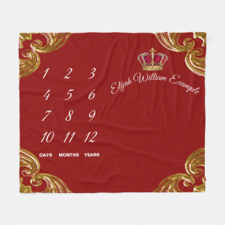 Red Prince Milestone Baby Boy Blanket Fleecedecke