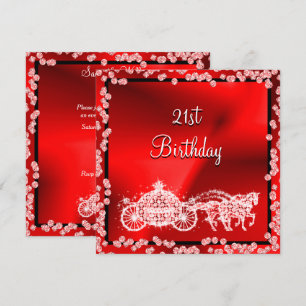 Red Princess Coach & Horses 21. Geburtstag Einladung