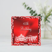 Red Princess Coach & Horses 45. Geburtstag Einladung (Stehend Vorderseite)