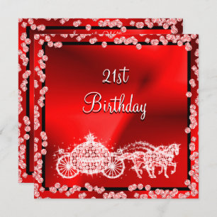 Red Princess Coach & Pferde 21. Geburtstag Einladung