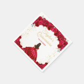 Red Princess Floral Quinceañera Serviette (Ecke)
