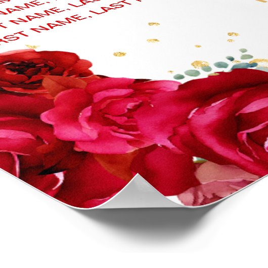Red Princess Quinceañera 8 Tische Sitzplan Poster (Ecke)