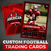 Red Pro American Football Player Trading Card Telefonnummerkarte