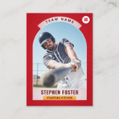 Red Pro Baseball Trading Card Player Foto Telefonnummerkarte (Vorderseite)
