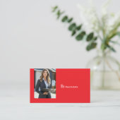 Red Professional Real Estate Agent Photo QR Code Visitenkarte (Stehend Vorderseite)