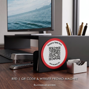 Red Promotional Business Name QR Code Magnet