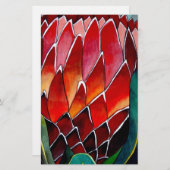 Red Protea Blume Original Aquarellkunst Briefpapier (Vorne/Hinten)