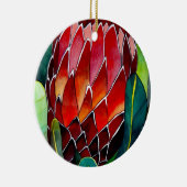 Red Protea Blume Original Aquarellkunst Keramikornament (Rechts)