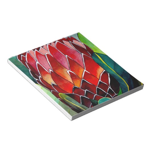 Red Protea Blume Original Aquarellkunst Notizblock (angewinkelt)