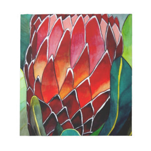 Red Protea Blume Original Aquarellkunst Notizblock