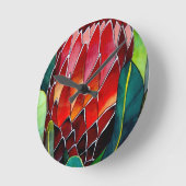 Red Protea Blume Original Aquarellkunst Runde Wanduhr (Winkel)