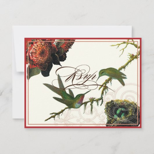 Red Protea Hummingbirds - UAWG Response Card RSVP Karte (Rückseite)