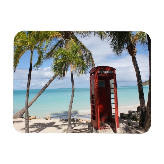 Red Public Telefone Booth auf Antigua Magnet (Horizontal)