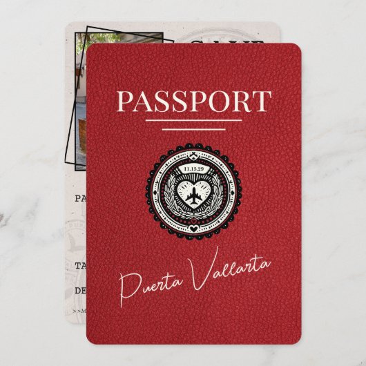 Red Puerta Vallarta Passport Save The Date (Vorne/Hinten)