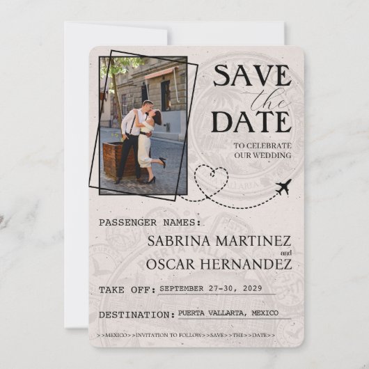 Red Puerta Vallarta Passport Save The Date (Rückseite)