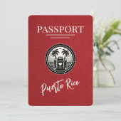 Red Puerto Rico Passport Save The Date (Stehend Vorderseite)