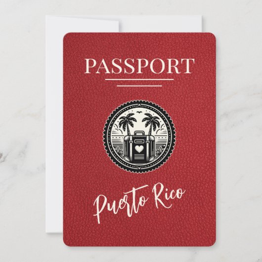 Red Puerto Rico Passport Save The Date (Vorderseite)