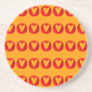 Red Puffy Heart Holes Sandstein Untersetzer