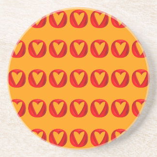 Red Puffy Heart Holes Sandstein Untersetzer