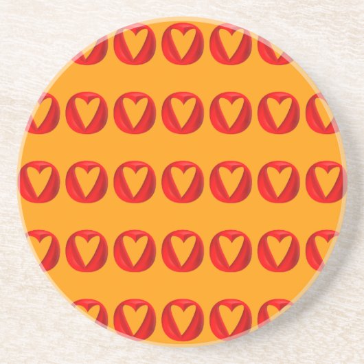 Red Puffy Heart Holes Sandstein Untersetzer (Vorne)