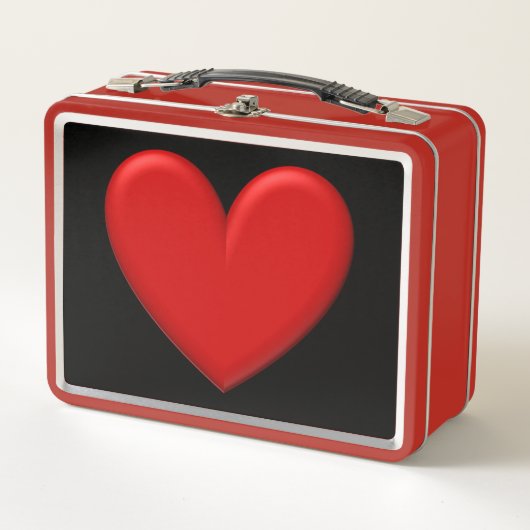 Red Puffy Heart Metall Brotdose (Vorderseite)